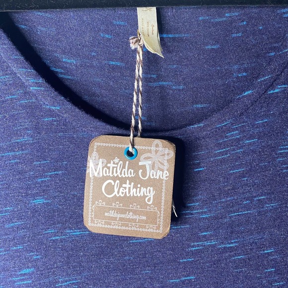 Matilda Jane Women SZ L Blue Curtain Call T Shirt Maxi Dress Stretch Pockets - Picture 5 of 7